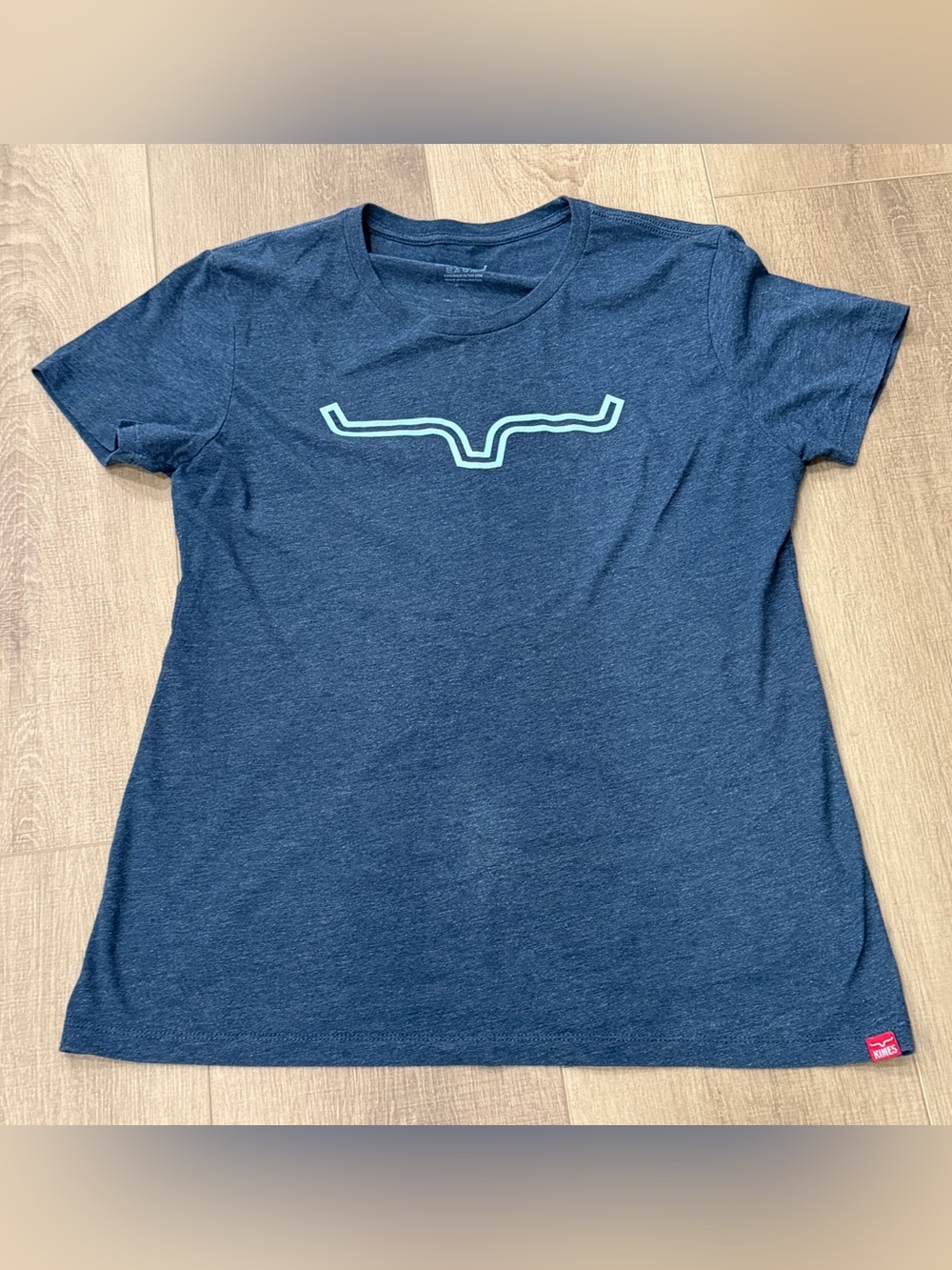 Kimes Ranch Blue Crew Neck Tee Shirt Women Medium Logo Cowgirl Countrycore